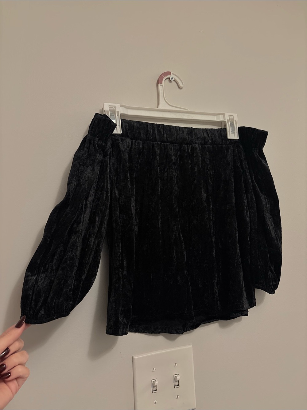 Blush Black Velvet Off-Shoulder Top